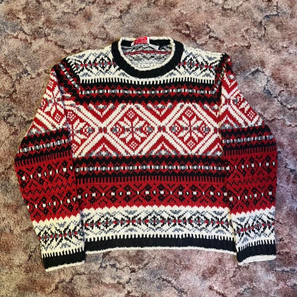 Vintage 90s Knit Sweater Women’s Size XL Grandma Core Christmas